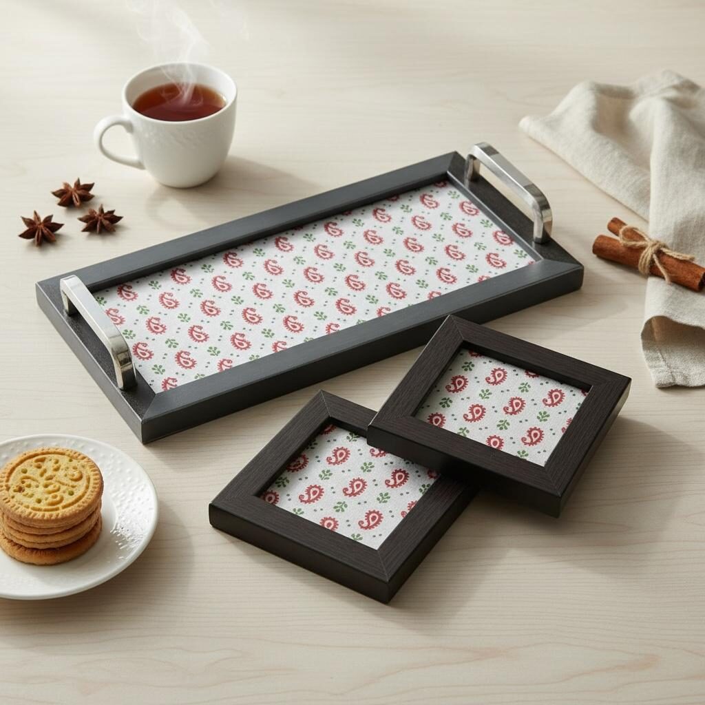 Fabdecor Artisanal Festive Tray and Coaster #5