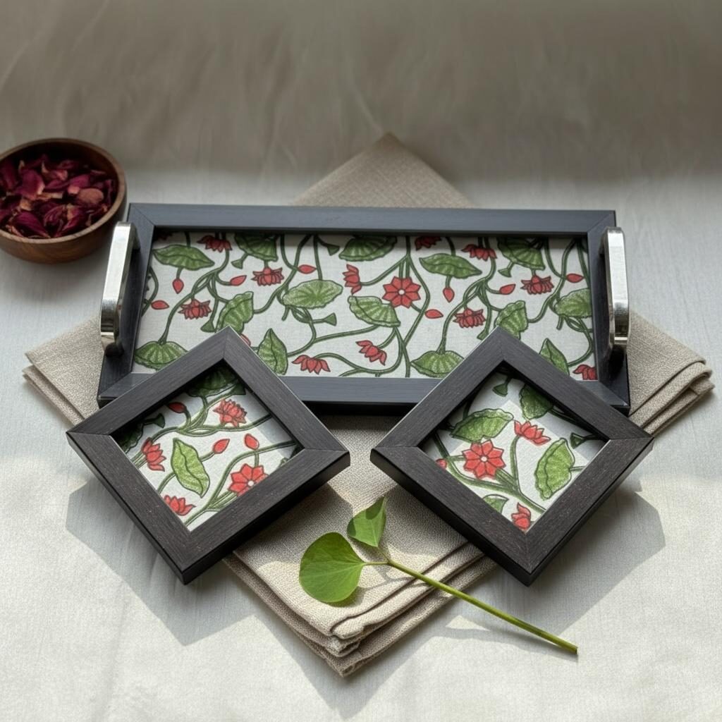 Fabdecor Artisanal Festive Tray and Coaster #4
