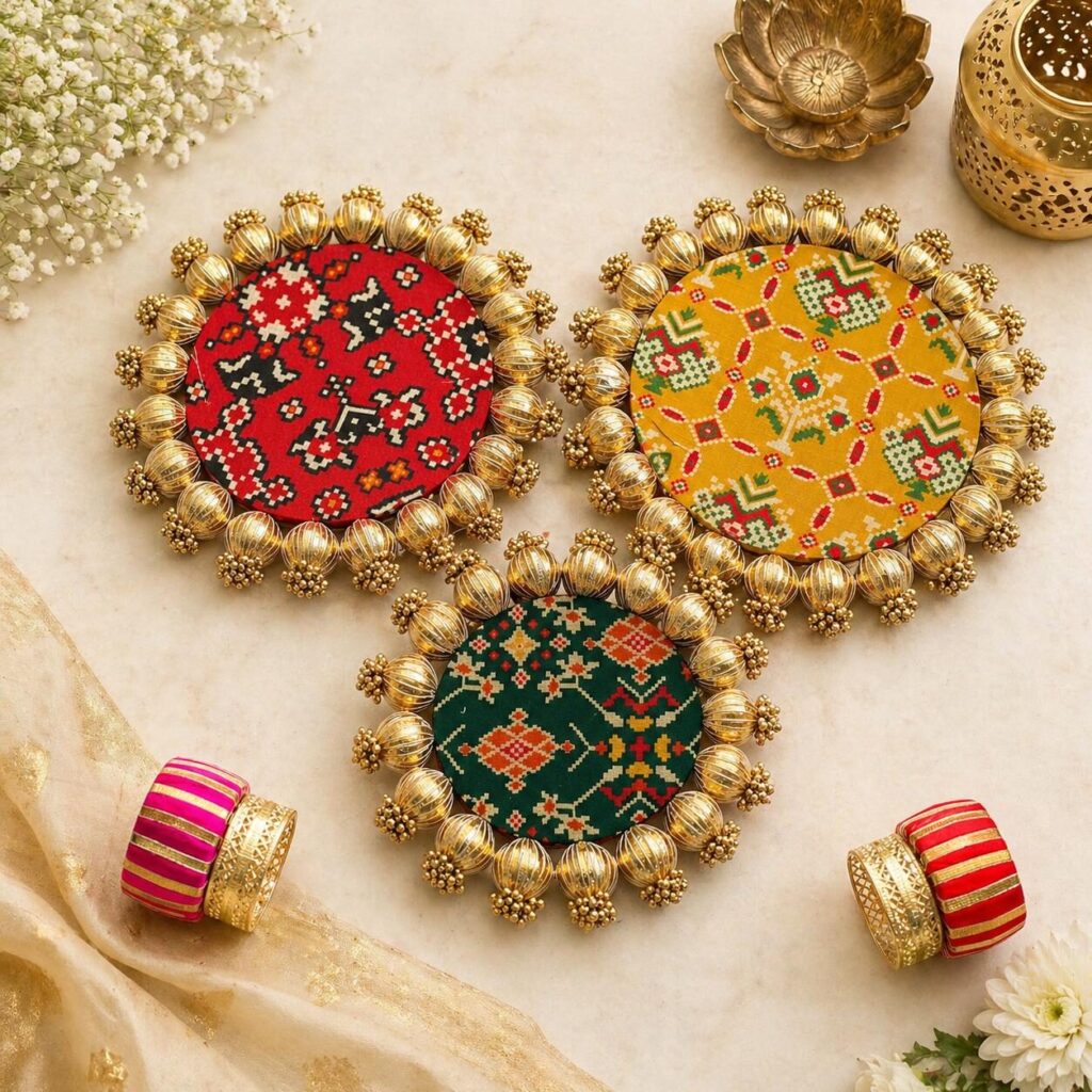 Fabdecor Artisanal Festive Rangoli # 39 (Set Of 3 Platters)