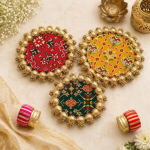 Fabdecor Artisanal Festive Rangoli # 39 (Set Of 3 Platters)
