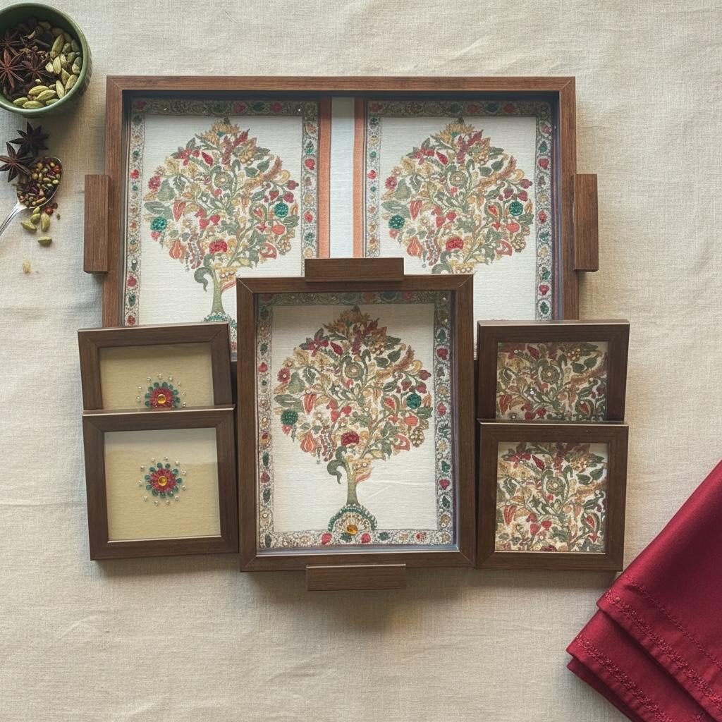 Fabdecor Artisanal Festive Tray and Coaster #7